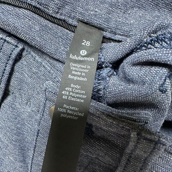Lululemon ABC Pant Skinny Tech Canvas Shorts Heathered Deep Navy Men's 28 EUC - Picture 3 of 7